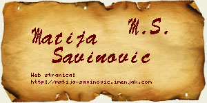 Matija Savinović vizit kartica